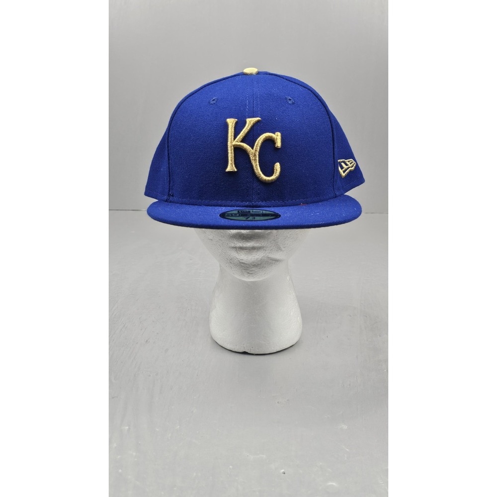 New‎ Era Kansas City Royals Fitted Hat Mens 7 1/2 Blue Low Profile On Field Cap
